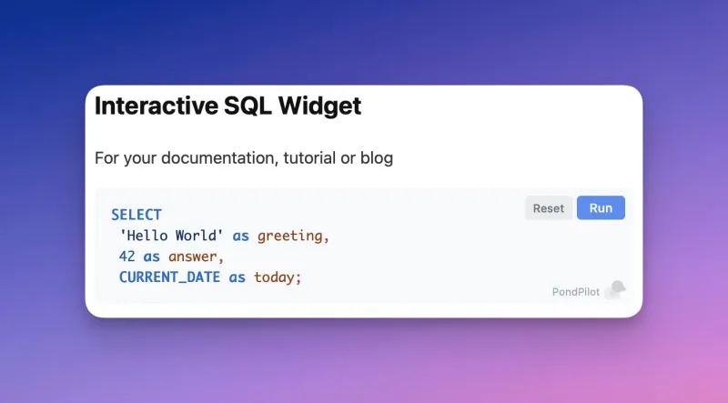 Interactive SQL snippets for any website